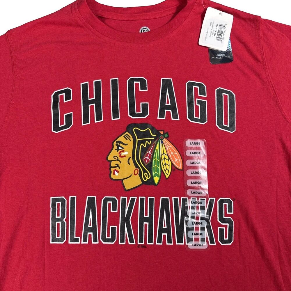 NWT Official Licensed NHL CHICAGO BLACKHAWKS Hockey T-Shirt Red SZ L Large